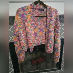 Cropped Knit Bell-sleeve Cardiagn